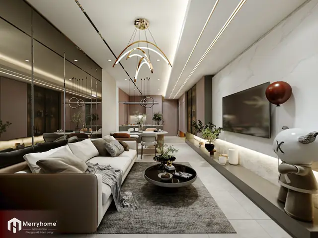 1.1 Thiết kế nội thất chung cư 2 phòng ngủ phong cách hiện đại