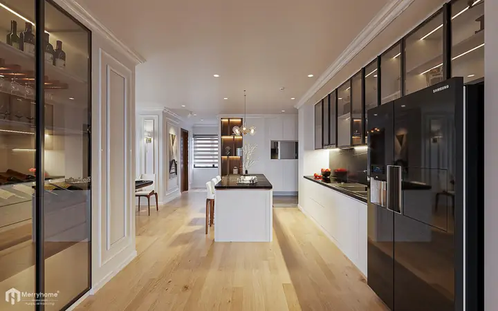 1.2 Mẫu nội thất chung cư hai phòng ngủ tân cổ điển