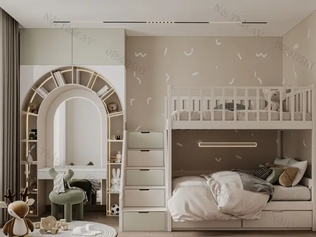 thiết kế phòng ngủ 10m2 cho 2 bé thiết kế phòng ngủ 10m2 cho 2 bé