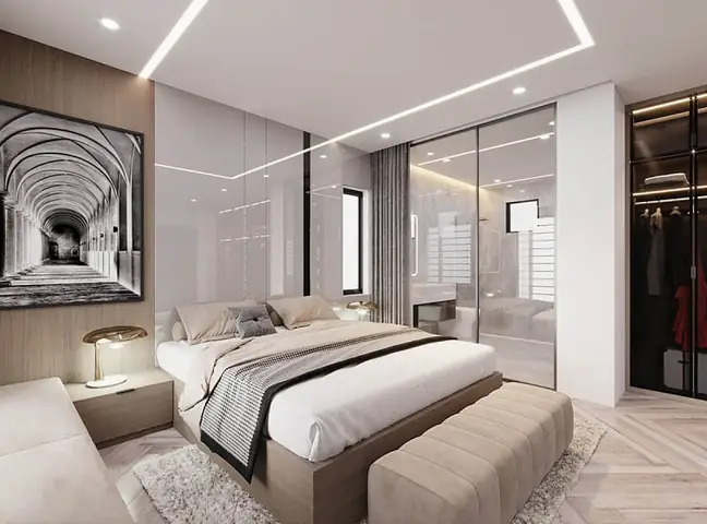 thiết kế phòng ngủ 16m2 có toilet
