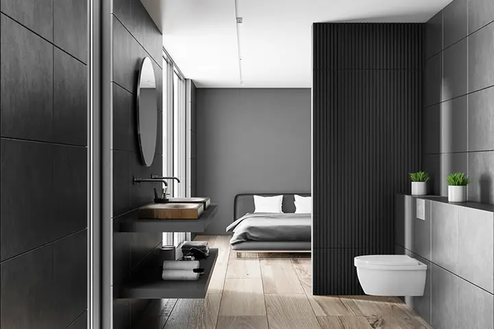 thiết kế phòng ngủ 20m2 có toilet