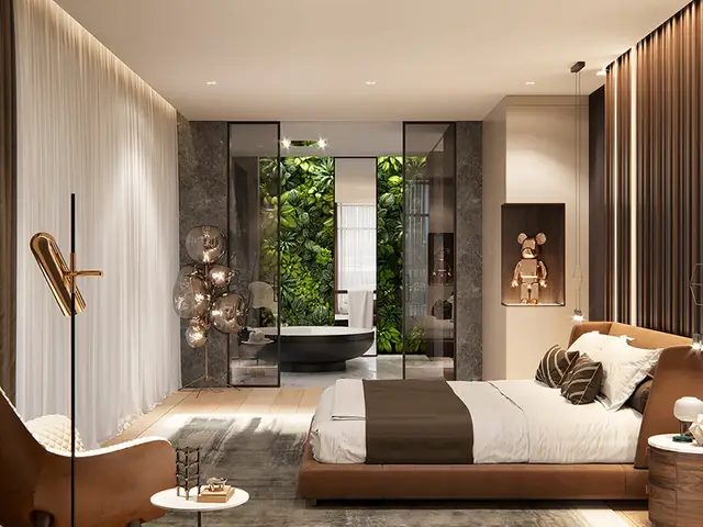 thiết kế phòng ngủ 20m2 có toilet