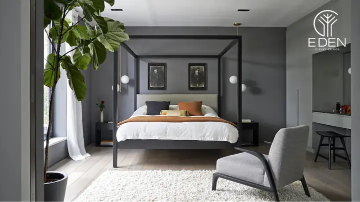 Sử dụng tone xám trắng trong thiết kế phòng ngủ 25m2 đẹp