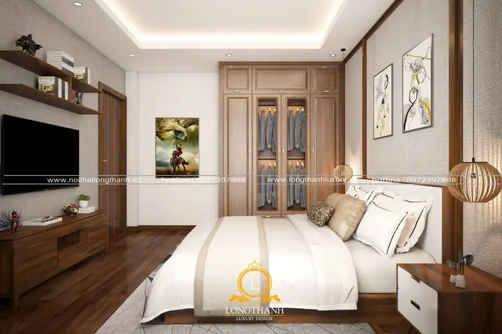 trần thạch cao phòng ngủ tân cổ điển