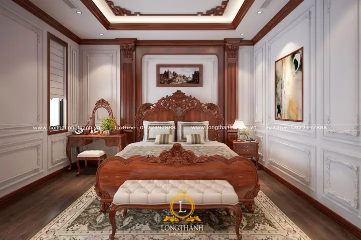 trần thạch cao phòng ngủ tân cổ điển