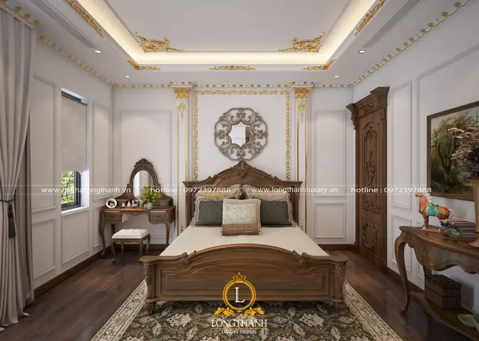 trần thạch cao phòng ngủ tân cổ điển
