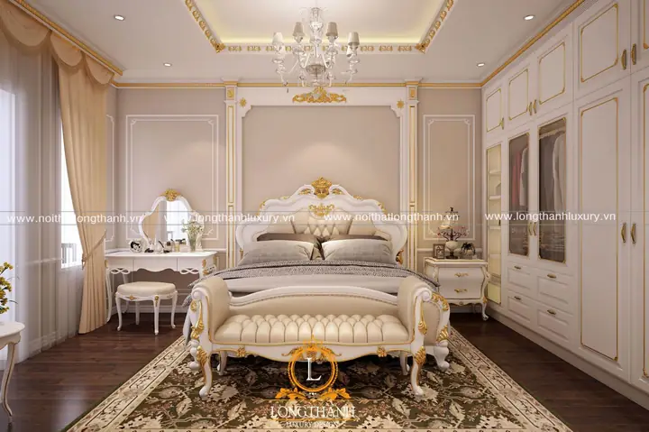 trần thạch cao phòng ngủ tân cổ điển