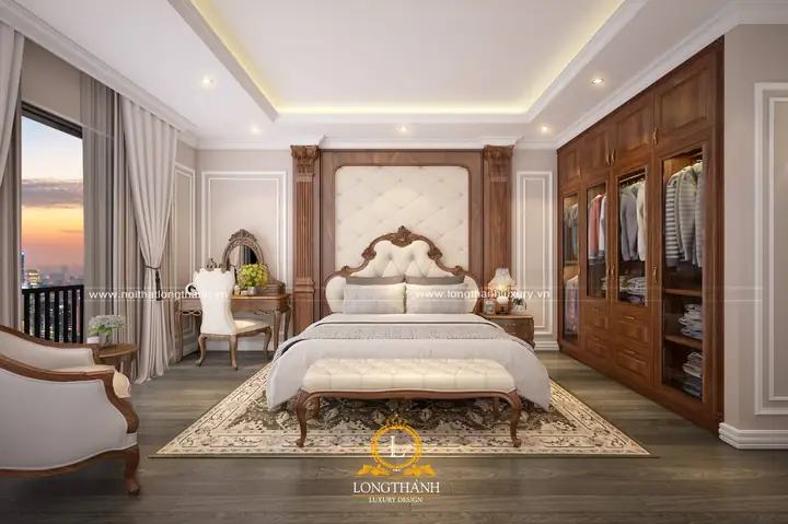 trần thạch cao phòng ngủ tân cổ điển