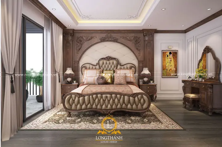 trần thạch cao phòng ngủ tân cổ điển