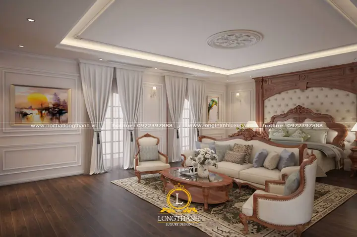 trần thạch cao phòng ngủ tân cổ điển