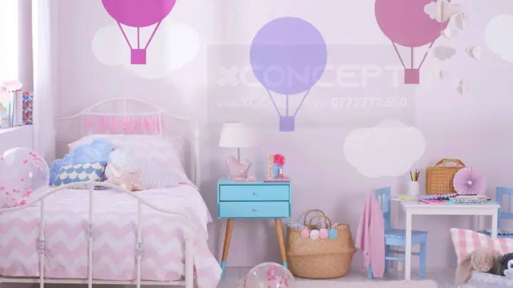 TRANG TRÍ PHÒNG NGỦ CHO BÉ GÁI BẰNG DECAL