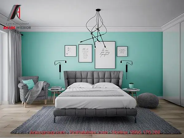 Mẫu phòng ngủ màu xanh Ngọc Bích đậm