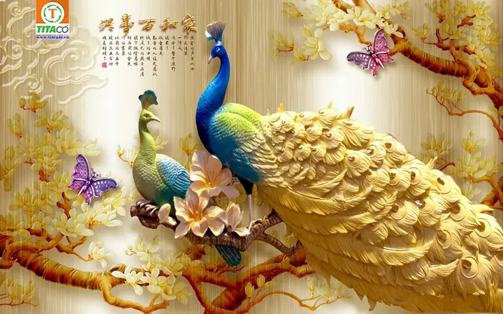 Mẫu Tranh vải dán tường 3d Phong thủy Mẫu Tranh vải dán tường 3d Phong thủy