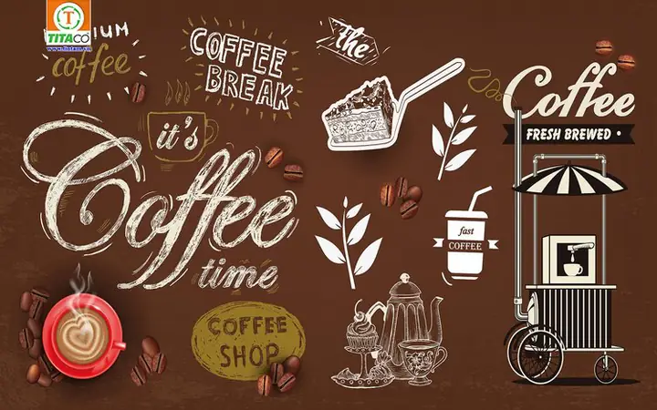Mẫu Tranh vải dán tường 3d quán cafe, trà sữa Mẫu Tranh vải dán tường 3d quán cafe, trà sữa