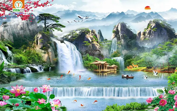 Mẫu Tranh vải dán tường phong cảnh Mẫu Tranh vải dán tường phong cảnh
