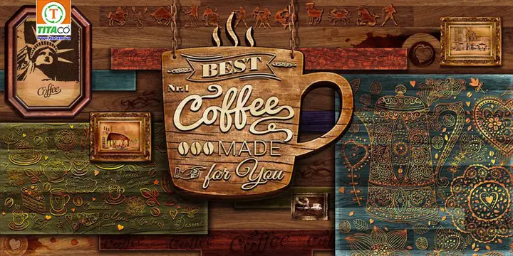 Mẫu Tranh vải dán tường 3d quán cafe, trà sữa Mẫu Tranh vải dán tường 3d quán cafe, trà sữa