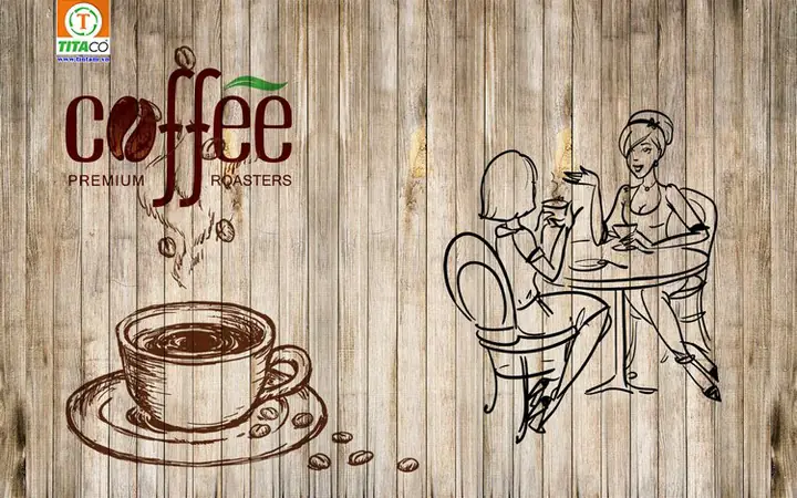 Mẫu Tranh vải dán tường 3d quán cafe, trà sữa Mẫu Tranh vải dán tường 3d quán cafe, trà sữa