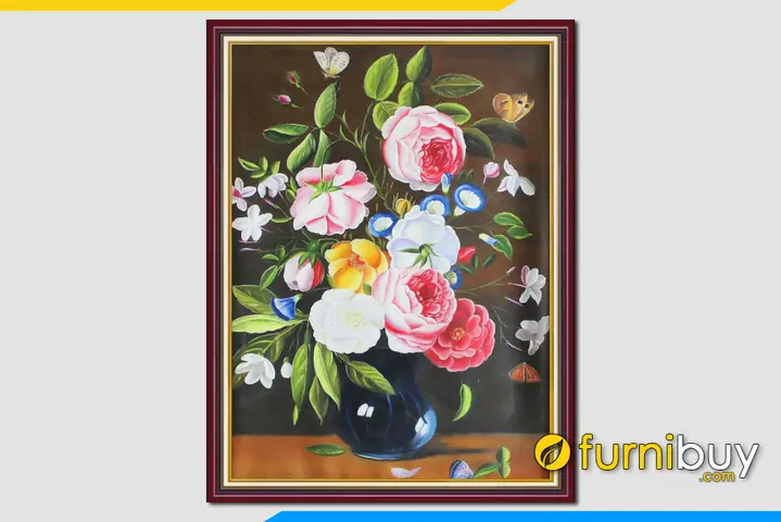 Phần 3: Các mẫu tranh bình hoa hồng đẹp trang trí phòng ngủ phòng ăn đều được: