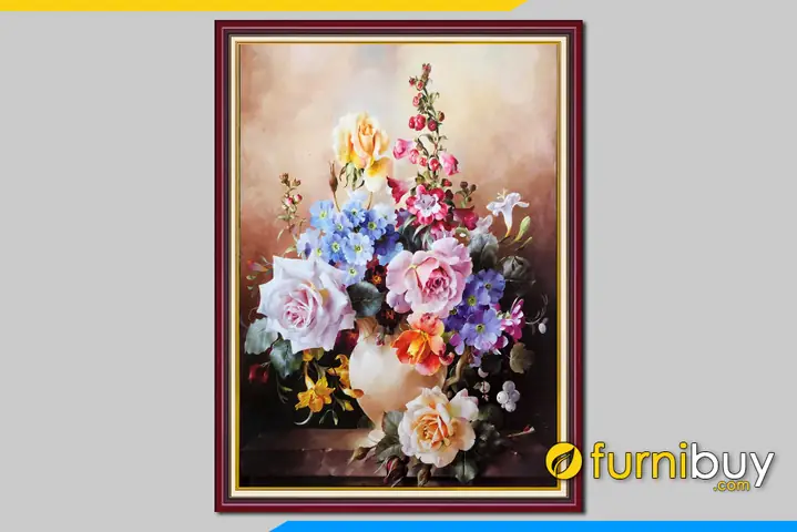 Phần 3: Các mẫu tranh bình hoa hồng đẹp trang trí phòng ngủ phòng ăn đều được: