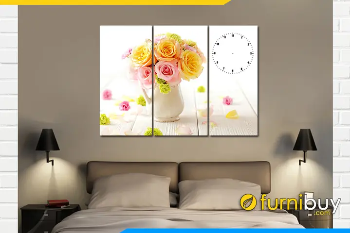 Phần 3: Các mẫu tranh bình hoa hồng đẹp trang trí phòng ngủ phòng ăn đều được: