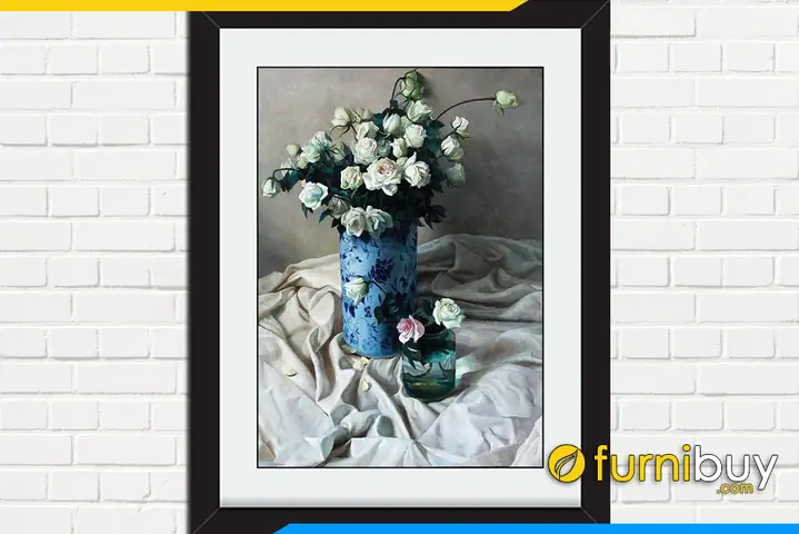 Phần 3: Các mẫu tranh bình hoa hồng đẹp trang trí phòng ngủ phòng ăn đều được: