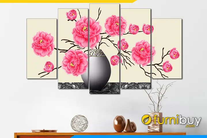 Phần 3: Các mẫu tranh bình hoa hồng đẹp trang trí phòng ngủ phòng ăn đều được: