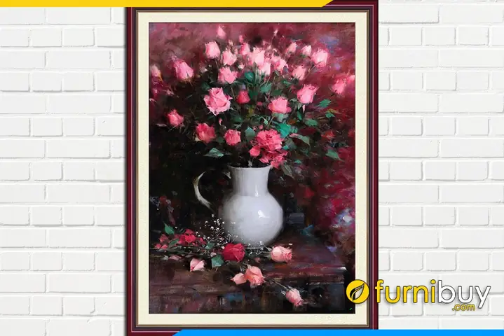 Phần 3: Các mẫu tranh bình hoa hồng đẹp trang trí phòng ngủ phòng ăn đều được: