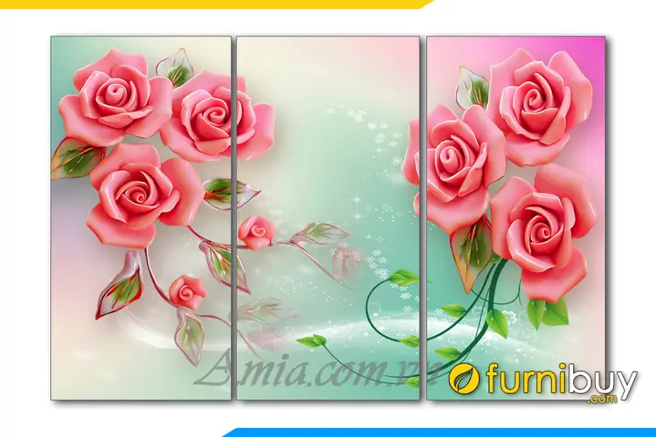 Phần 1: Các mẫu tranh bông hoa hồng hiện đại đẹp lãng mạn ngọt ngào!