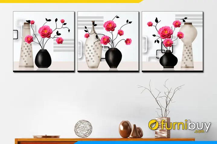 Phần 3: Các mẫu tranh bình hoa hồng đẹp trang trí phòng ngủ phòng ăn đều được: