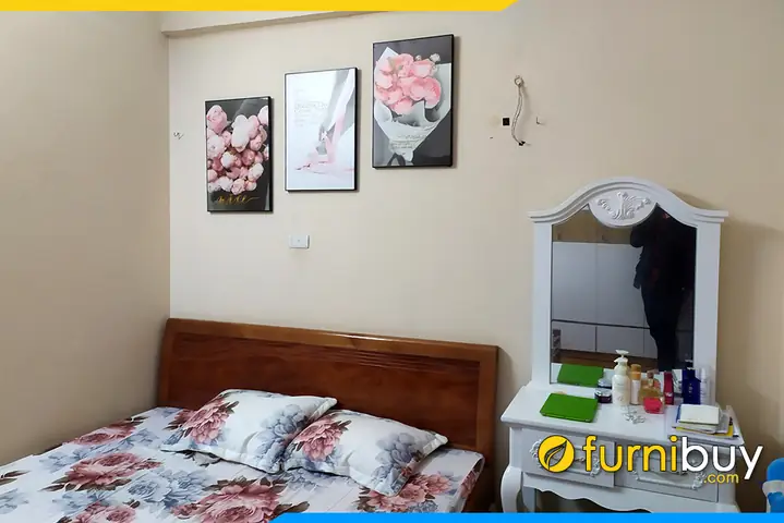 Tranh treo dau giuong ngu doa hoa hong phap 3 tam canvas