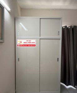 Tủ nhựa Đài Loan cửa lùa 2 cánh màu vân gỗ