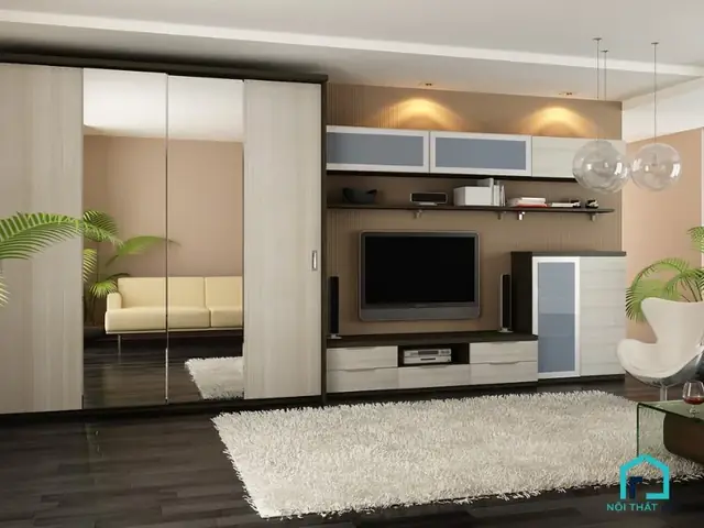 tủ quần áo phòng ngủ kệ tivi