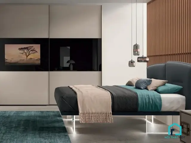 tủ quần áo phòng ngủ kệ tivi
