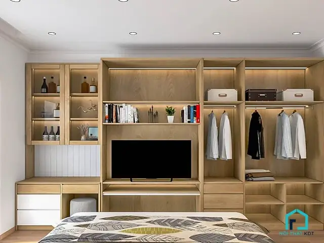 tủ quần áo phòng ngủ kệ tivi