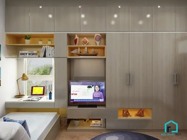 tủ quần áo phòng ngủ kệ tivi