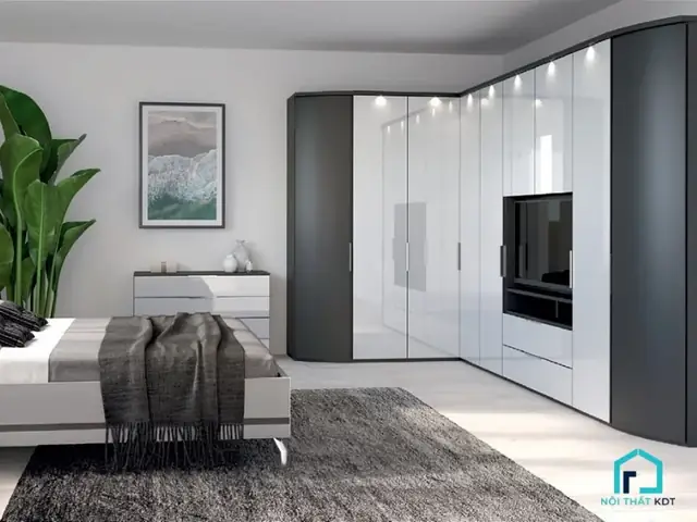 tủ quần áo phòng ngủ kệ tivi