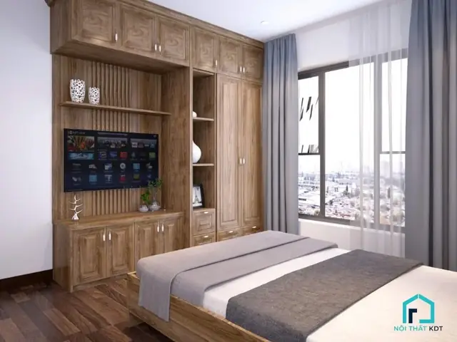 tủ quần áo phòng ngủ kệ tivi