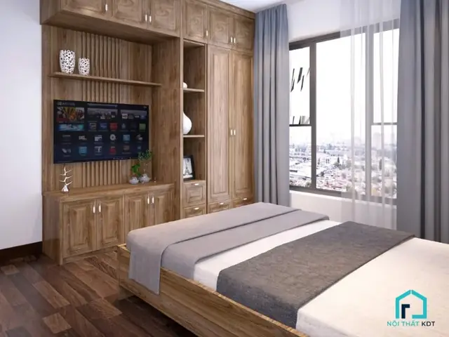 tủ quần áo phòng ngủ kệ tivi
