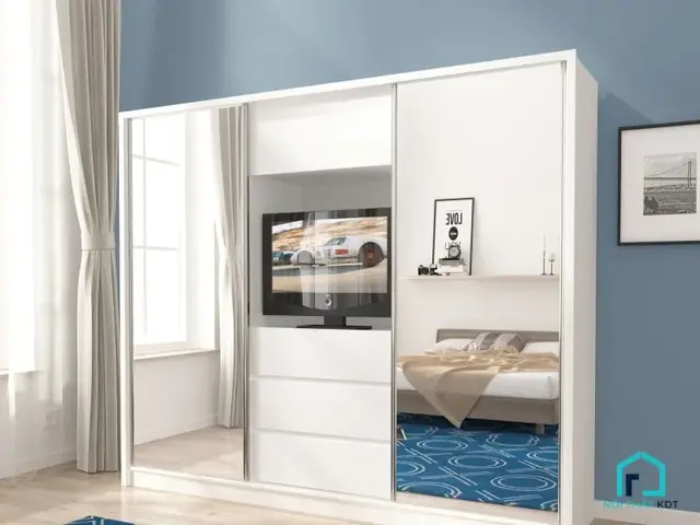tủ quần áo phòng ngủ kệ tivi