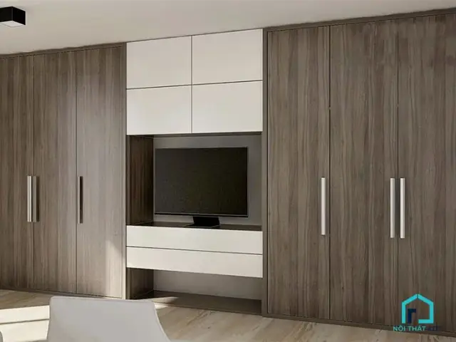tủ quần áo phòng ngủ kệ tivi