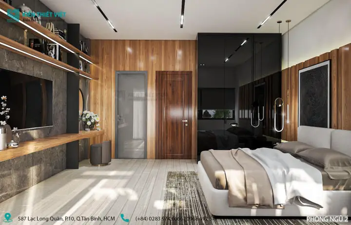 5. Mẫu vách gỗ ốp tường phòng ngủ 5. Mẫu vách gỗ ốp tường phòng ngủ