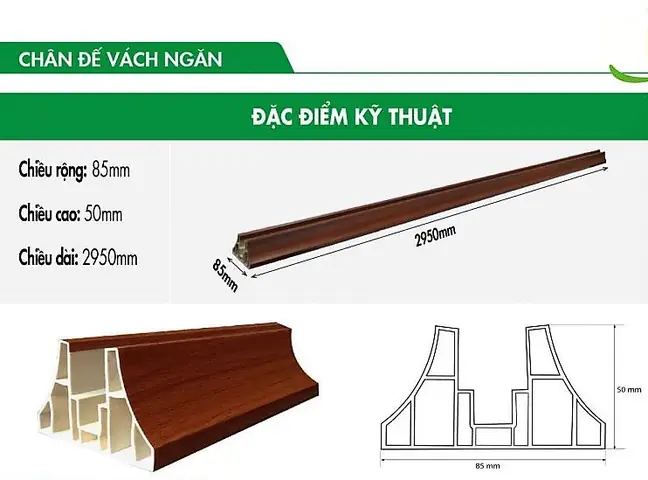 Thanh nhựa len chân và phào trần tấm nhựa ngăn phòng