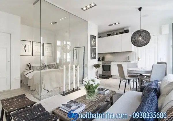 6.Một số mẫu vách ngăn kính cường lực phòng ngủ đẹp