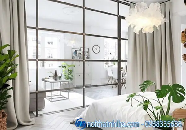 6.Một số mẫu vách ngăn kính cường lực phòng ngủ đẹp