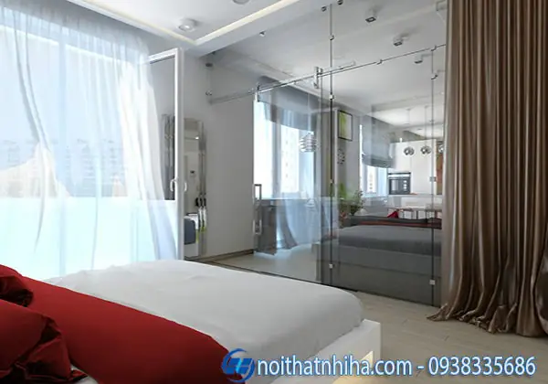 6.Một số mẫu vách ngăn kính cường lực phòng ngủ đẹp