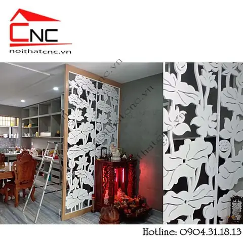vách ngăn phòng ngủ và phòng thờ