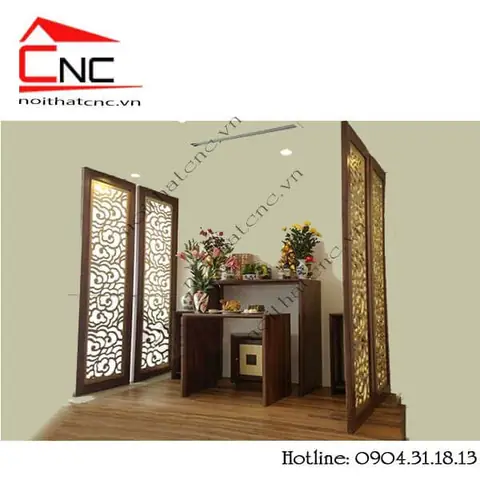vách ngăn phòng ngủ và phòng thờ