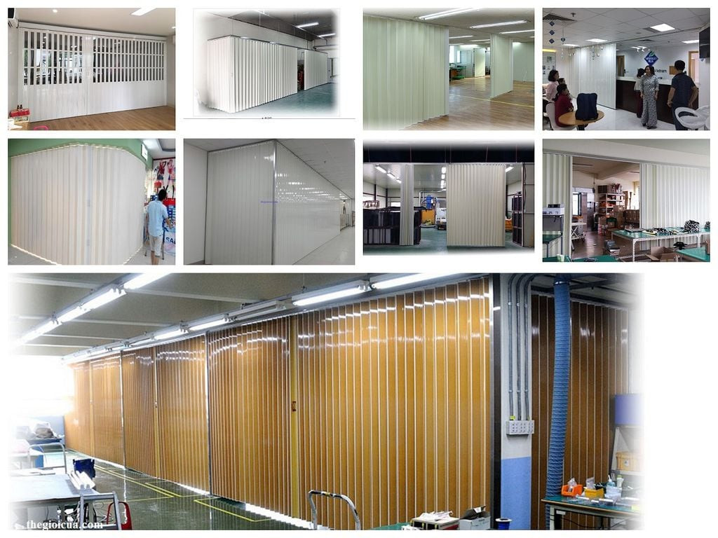 Vách xếp nhựa di động màu gỗ, tiện lợi phân chia không gian linh hoạt cho nhà hàng, văn phòng tại Hà Nội