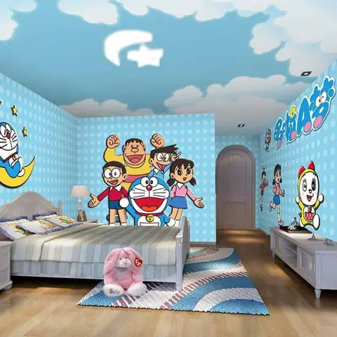 5.8. Vẽ tường phòng ngủ cute với hình ảnh Doremon