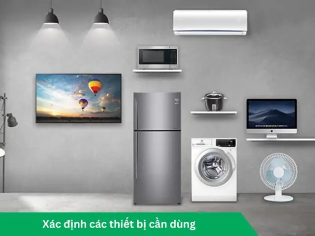 Bước 1: Xác định các thiết bị, ổ cắm, công tắc cần sử dụng trong không gian ngôi nhà Bước 1: Xác định các thiết bị, ổ cắm, công tắc cần sử dụng trong không gian ngôi nhà